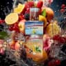 FitLine Activize, Restorate Citrus und PowerCocktail zwischen Fruechten und spritzendem Wasser