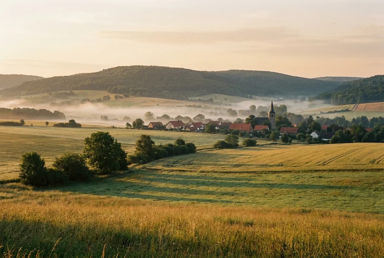 Der Südharz bei Kelbra am Kyffhäuser im Morgenlicht